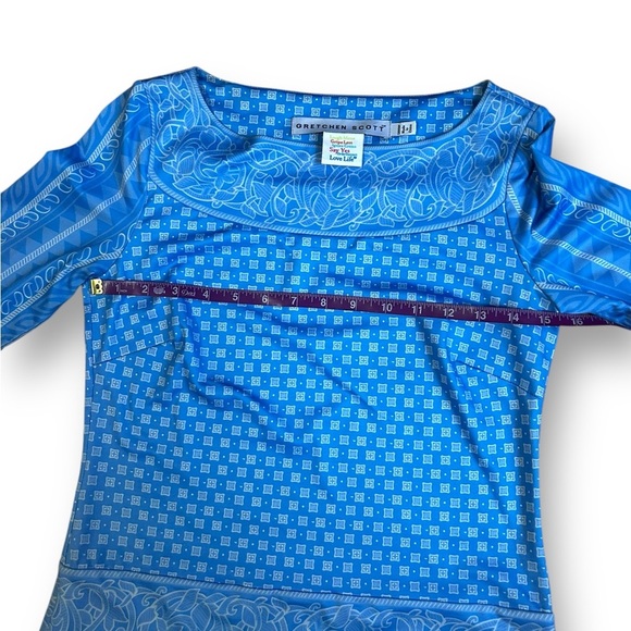 Gretchen Scott blue and white pattern dress 3/4 sleeve size XXS - Picture 6 of 10